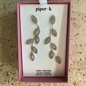 New Piper K Cubic Zirconia Glass Stone Dangle Earrings Lead Safe Nickel Free